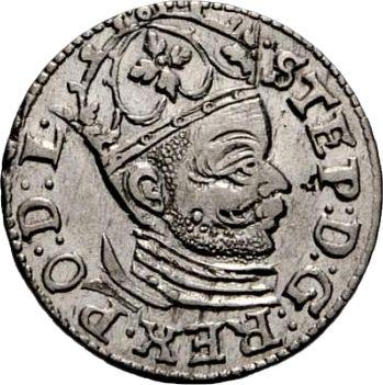 Awers monety - Trojak 1584 "Ryga" - cena srebrnej monety - Polska, Stefan Batory