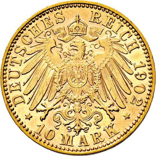 Реверс монеты - 10 марок 1902 года E "Саксония" - цена золотой монеты - Германия, Германская Империя