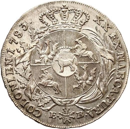 Реверс монеты - Полталера 1783 года EB - цена серебряной монеты - Польша, Станислав II Август