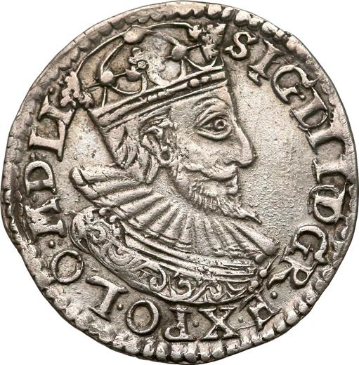 Аверс монеты - Трояк (3 гроша) 1593 года IF "Олькушский монетный двор" - цена серебряной монеты - Польша, Сигизмунд III Ваза