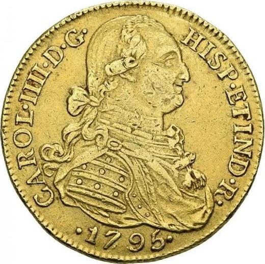 Аверс монеты - 8 эскудо 1795 года NR JJ - цена золотой монеты - Колумбия, Карл IV