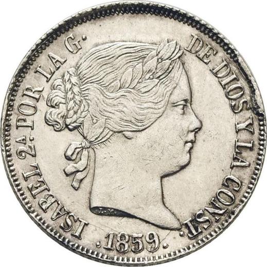 Avers 4 Reales 1859 Sieben spitze Sterne - Silbermünze Wert - Spanien, Isabella II