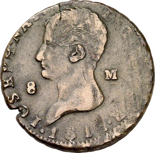 Аверс монеты - 8 мараведи 1811 года Без знака монетного двора - цена  монеты - Испания, Жозеф Бонапарт