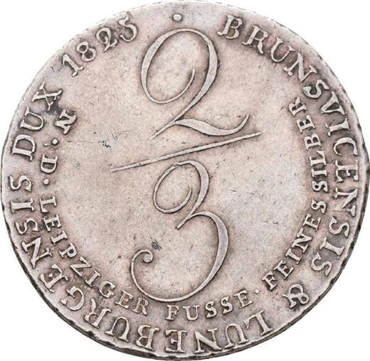 Rewers monety - 2/3 talara 1825 C - cena srebrnej monety - Hanower, Jerzy IV