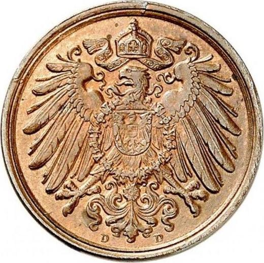Reverso 1 Pfennig 1893 D "Tipo 1890-1916" - valor de la moneda  - Alemania, Imperio alemán
