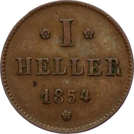 Rewers monety - 1 halerz 1854 - cena  monety - Hesja-Darmstadt, Ludwik III