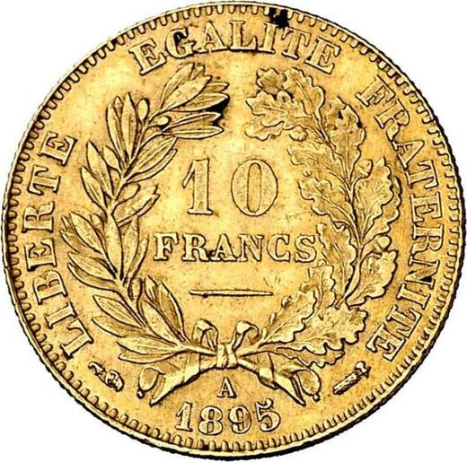 Реверс монеты - 10 франков 1895 года A "Тип 1878-1899" Париж - цена золотой монеты - Франция, Третья республика