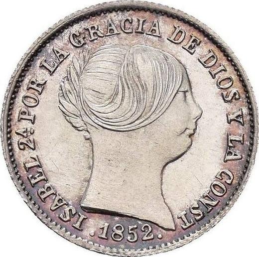 Аверс монеты - 1 реал 1852 года "Тип 1852-1855" Семиконечные звёзды - цена серебряной монеты - Испания, Изабелла II