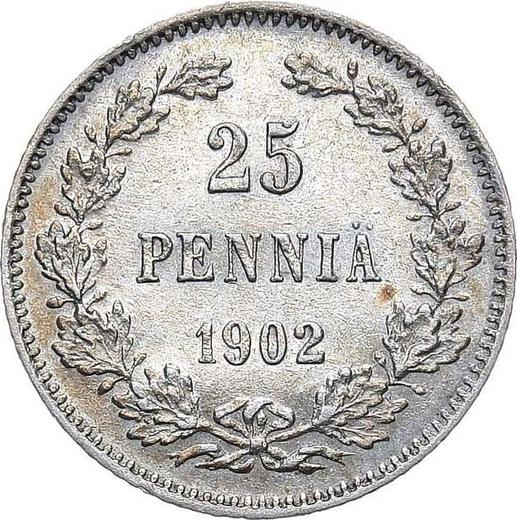 Rewers monety - 25 penni 1902 L - cena srebrnej monety - Finlandia, Wielkie Księstwo