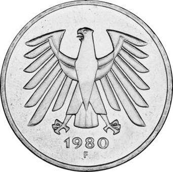 Reverso 5 marcos 1980 F - valor de la moneda  - Alemania, RFA