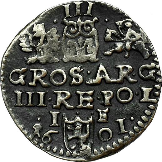 Rewers monety - Trojak 1601 IF "Mennica lubelska" - cena srebrnej monety - Polska, Zygmunt III