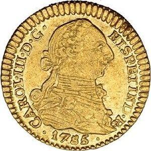 Аверс монеты - 1 эскудо 1785 года P SF - цена золотой монеты - Колумбия, Карл III