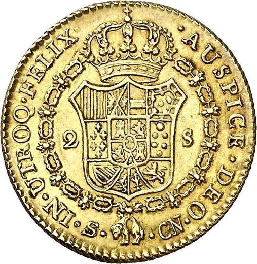 Reverse 2 Escudos 1795 S CN - Gold Coin Value - Spain, Charles IV