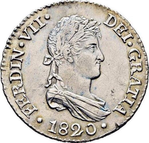 Аверс монеты - 2 реала 1820 года S CJ - цена серебряной монеты - Испания, Фердинанд VII