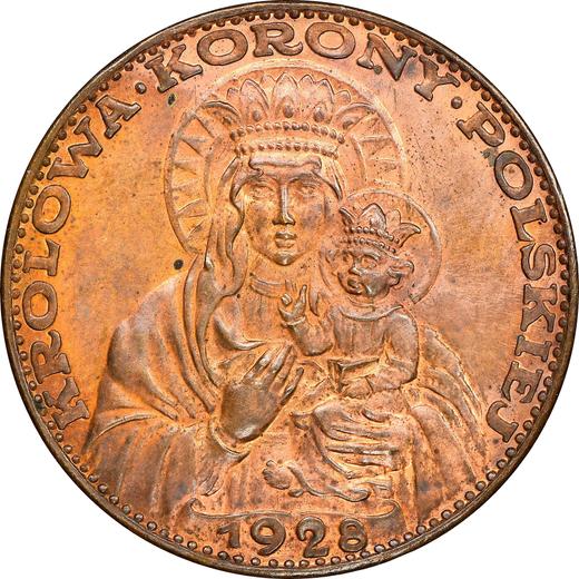 Reverso Pruebas 5 eslotis 1928 "Nuestra Señora de Częstochowa" Bronce - valor de la moneda  - Polonia, Segunda República