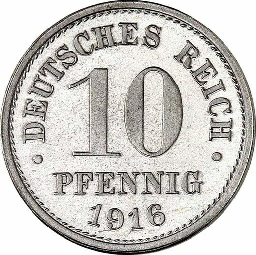 Anverso 10 Pfennige 1916 E "Tipo 1916-1922" - valor de la moneda  - Alemania, Imperio alemán
