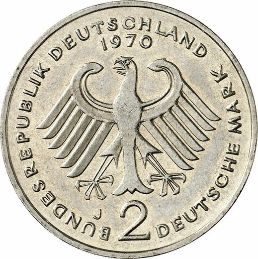 Reverse 2 Mark 1970 J "Theodor Heuss" -  Coin Value - Germany, FRG