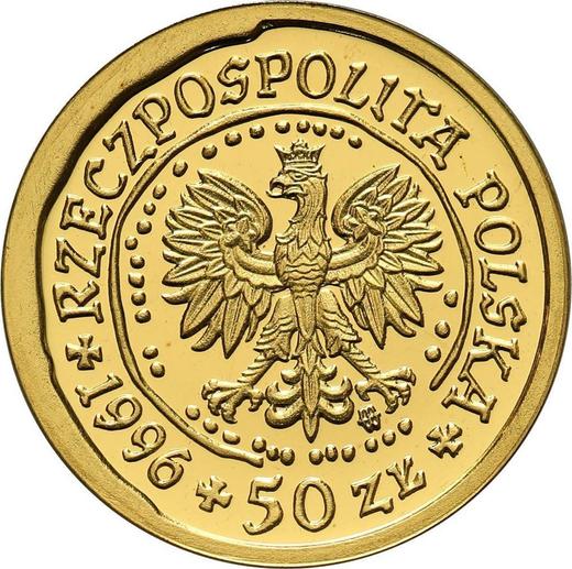 Anverso 50 eslotis 1996 MW NR "Pigargo europeo" - valor de la moneda de oro - Polonia, República moderna