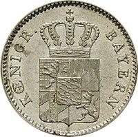 Аверс монеты - 3 крейцера 1842 года - цена серебряной монеты - Бавария, Людвиг I