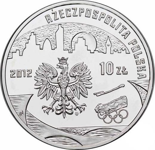 Аверс монеты - 10 злотых 2012 года MW AN "Польская сборная на XXX О Олимпийских играх - Лондон 2012" - цена серебряной монеты - Польша, III Республика после деноминации