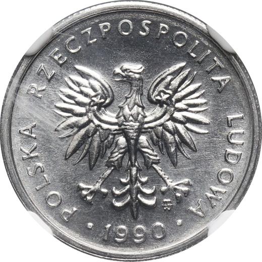 Anverso 2 eslotis 1990 MW - valor de la moneda  - Polonia, República Popular
