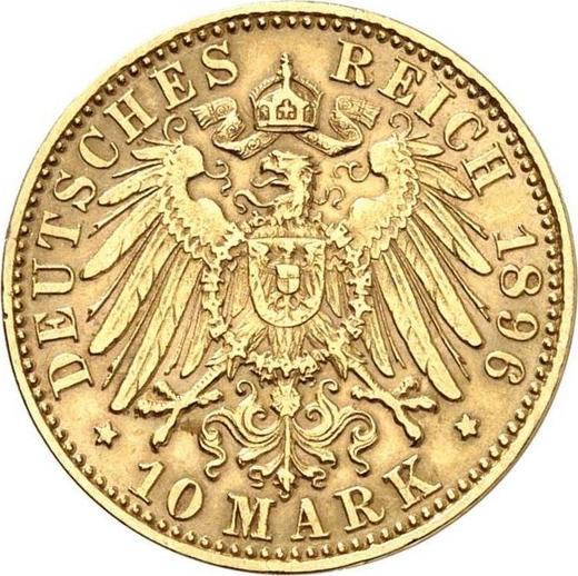 Reverso 10 marcos 1896 F "Würtenberg" - valor de la moneda de oro - Alemania, Imperio alemán