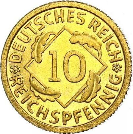 Аверс монеты - 10 рейхспфеннигов 1924 года J - цена  монеты - Германия, Bеймарская республика