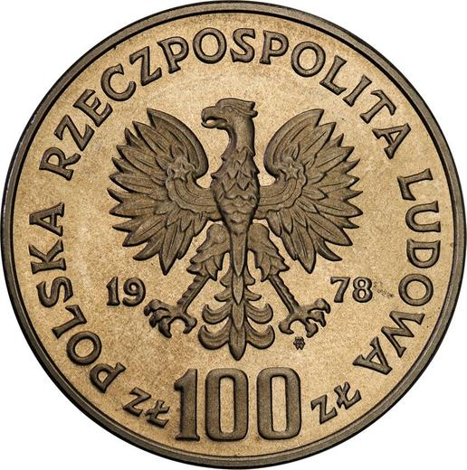 Аверс монеты - Пробные 100 злотых 1978 года MW "Голова Лося" Никель - цена  монеты - Польша, Народная Республика