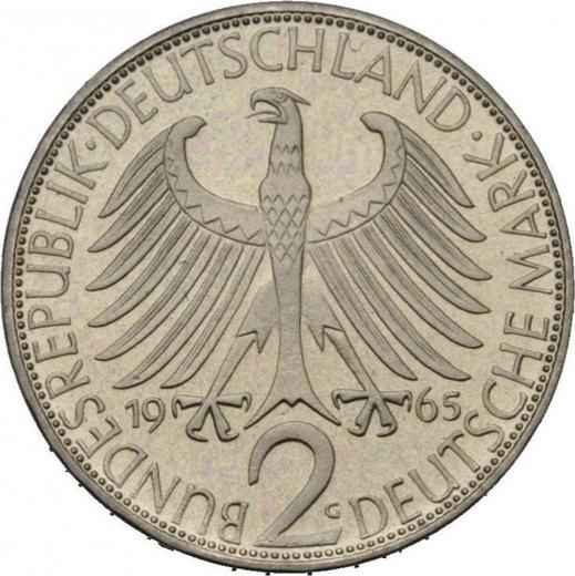 Реверс монеты - 2 марки 1965 года G "Планк" - цена  монеты - Германия, ФРГ
