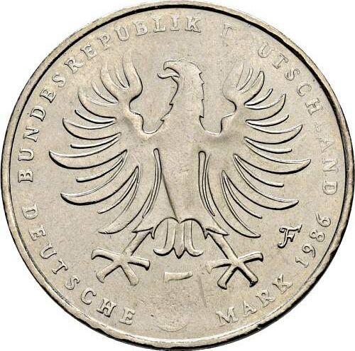Reverso 5 marcos 1986 F "Federico II el Grande" Disco estrecho - valor de la moneda  - Alemania, RFA