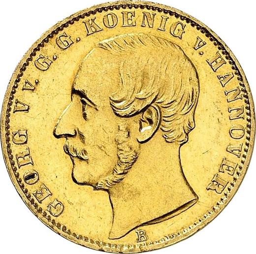 Anverso Media corona 1858 B - valor de la moneda de oro - Hannover, Jorge V