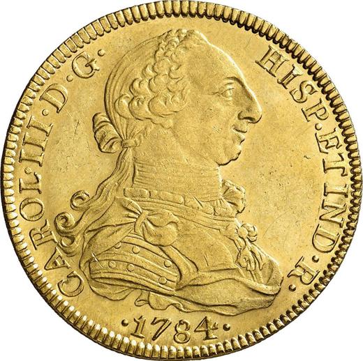 Awers monety - 8 escudo 1784 Mo FM - cena złotej monety - Meksyk, Karol III