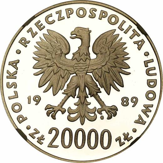 Obverse 20000 Zlotych 1989 MW ET "XIV World Cup FIFA - Italy 1990" Player Silver - Silver Coin Value - Poland, Peoples Republic