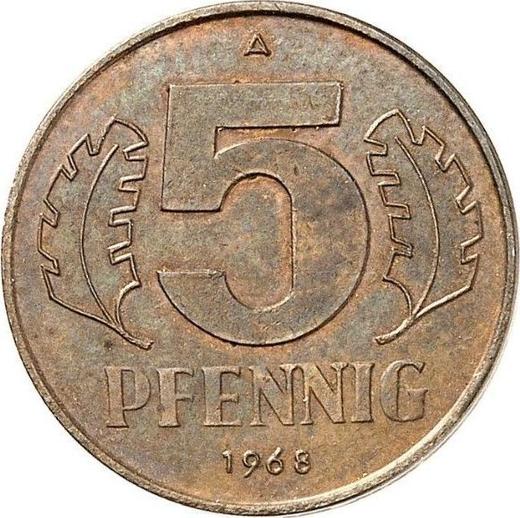 Anverso 5 Pfennige 1968 A Revestimiento de latón - valor de la moneda  - Alemania, República Democrática Alemana (RDA)