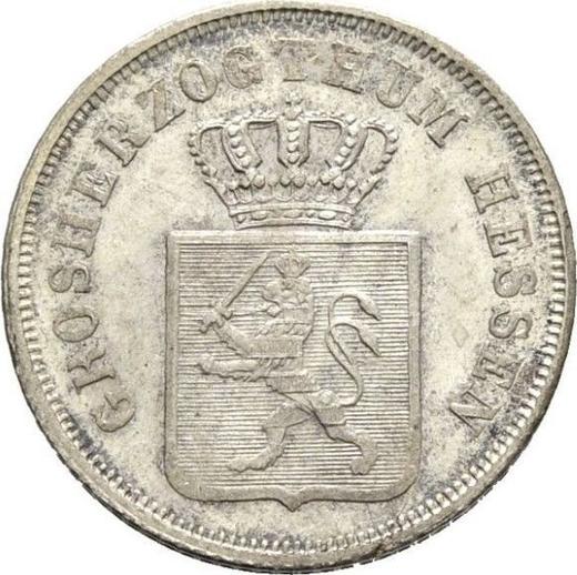 Аверс монеты - 6 крейцеров 1855 года - цена серебряной монеты - Гессен-Дармштадт, Людвиг III