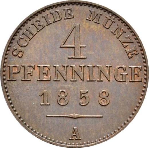 Reverso 4 Pfennige 1858 A - valor de la moneda  - Prusia, Federico Guillermo IV