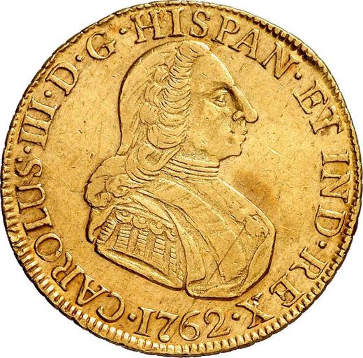 Awers monety - 4 escudo 1762 LM JM - cena złotej monety - Peru, Karol III
