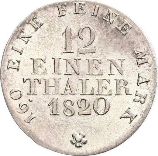 Rewers monety - 1/12 Thaler 1820 I.G.S. - cena srebrnej monety - Saksonia-Albertyna, Fryderyk August I