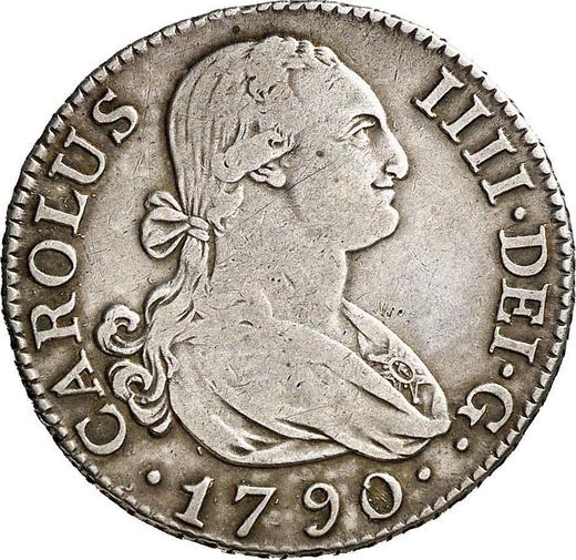 Аверс монеты - 2 реала 1790 года M MF - цена серебряной монеты - Испания, Карл IV