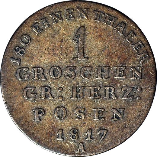 Reverso 1 grosz 1817 A "Gran Ducado de Posen" - valor de la moneda  - Polonia, Dominio Prusiano