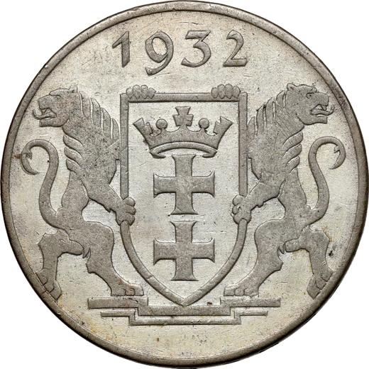 Anverso 5 florines 1932 "Iglesia de Santa Maria" - valor de la moneda de plata - Polonia, Ciudad Libre de Dánzig