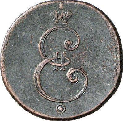 Anverso 1 kopek 1796 "Monograma en el anverso" Canto estriado oblicuo - valor de la moneda  - Rusia, Catalina II