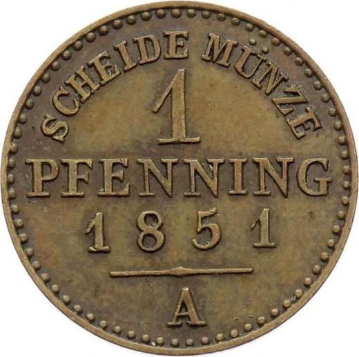 Реверс монеты - 1 пфенниг 1851 года A - цена  монеты - Пруссия, Фридрих Вильгельм IV