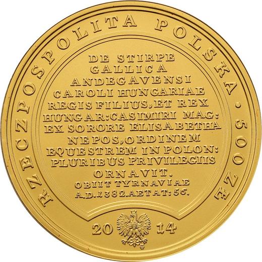 Awers monety - 500 złotych 2014 MW "Ludwik Węgierski" - cena złotej monety - Polska, III RP po denominacji