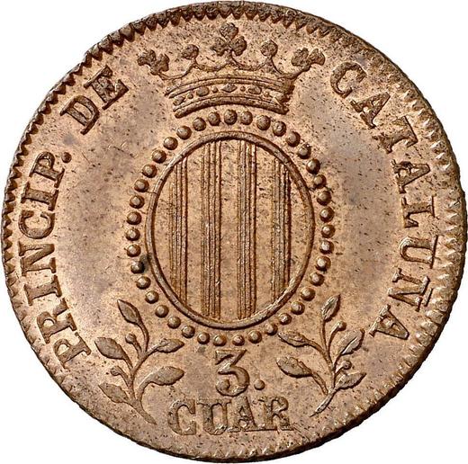 Reverso 3 cuartos 1845 "Cataluña" - valor de la moneda  - España, Isabel II