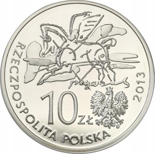 Anverso 10 eslotis 2013 MW "130 aniversario de la muerte de Cyprian Norwid" - valor de la moneda de plata - Polonia, República moderna