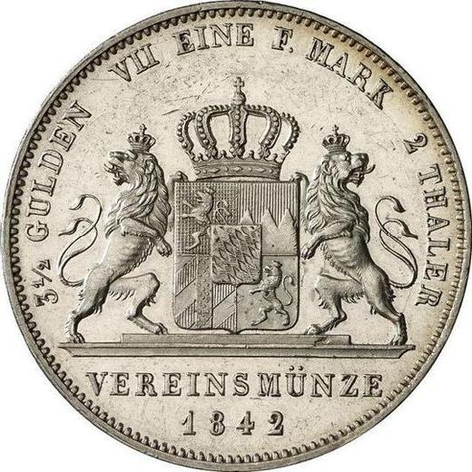 Реверс монеты - 2 талера 1842 года - цена серебряной монеты - Бавария, Людвиг I