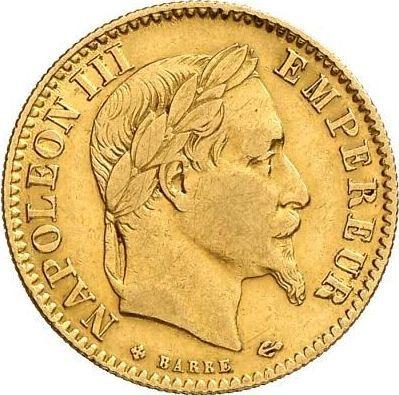 Аверс монеты - 10 франков 1865 года BB "Тип 1861-1868" Страсбург - цена золотой монеты - Франция, Наполеон III