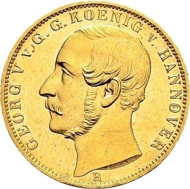 Аверс монеты - 1 крона 1862 года B - цена золотой монеты - Ганновер, Георг V