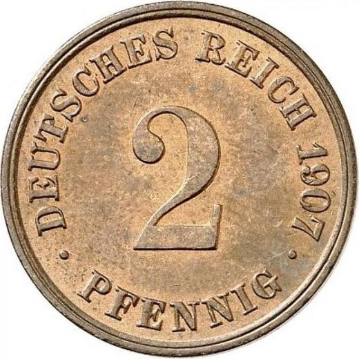 Anverso 2 Pfennige 1907 D "Tipo 1904-1916" - valor de la moneda  - Alemania, Imperio alemán